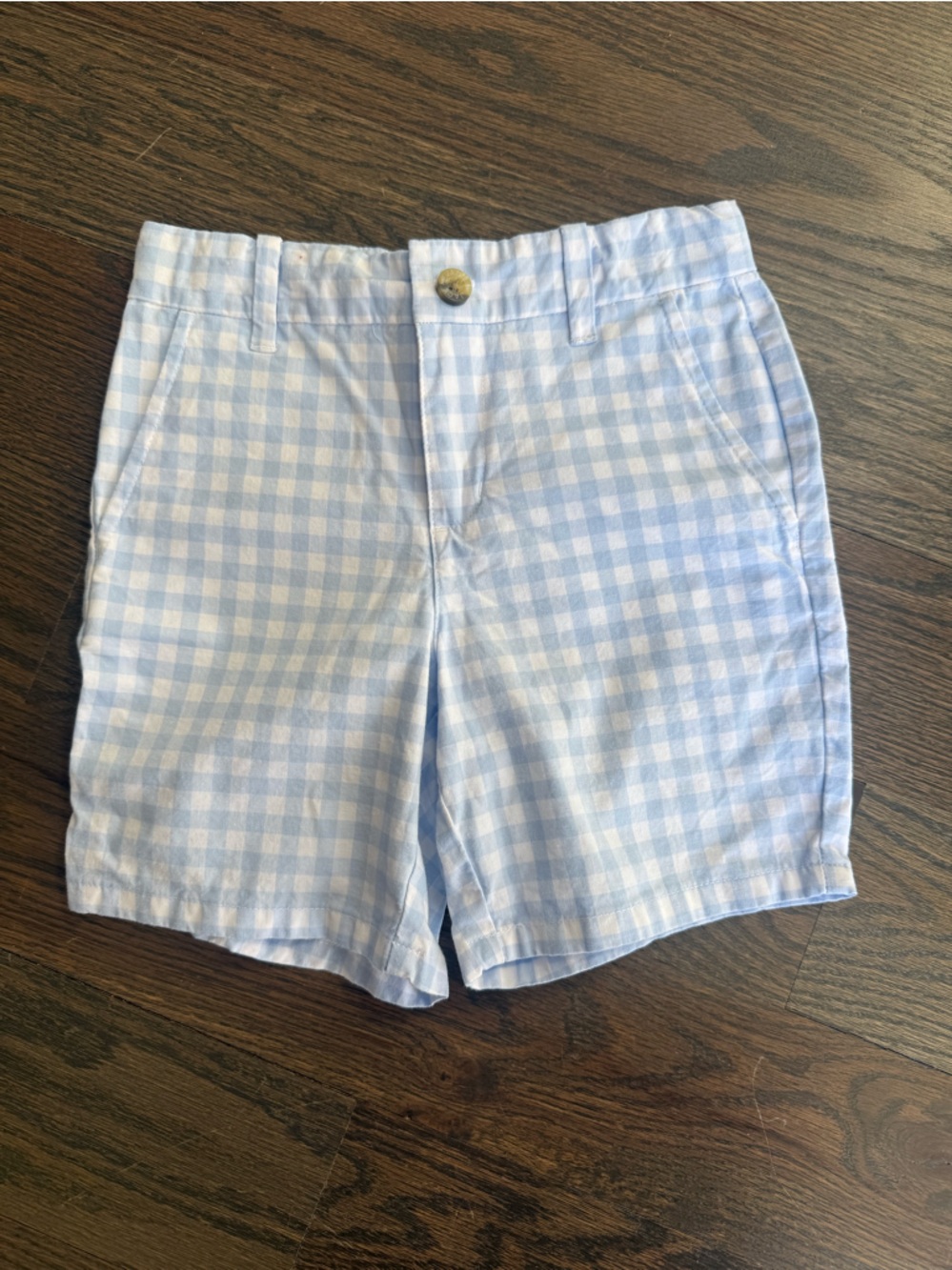 Janie and Jack Pale Blue and White Gingham Shorts